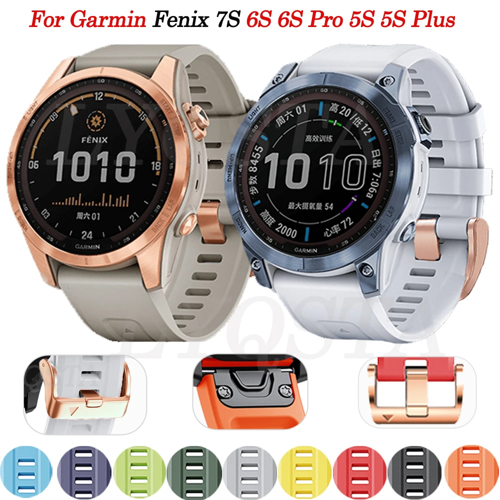 

20mm Silicones Watch Band Strap For Garmin Fenix 7S 6S Pro 5S Plus Quick Release Easyfit Wristbands For Instinct 2S/Descent Mk2S