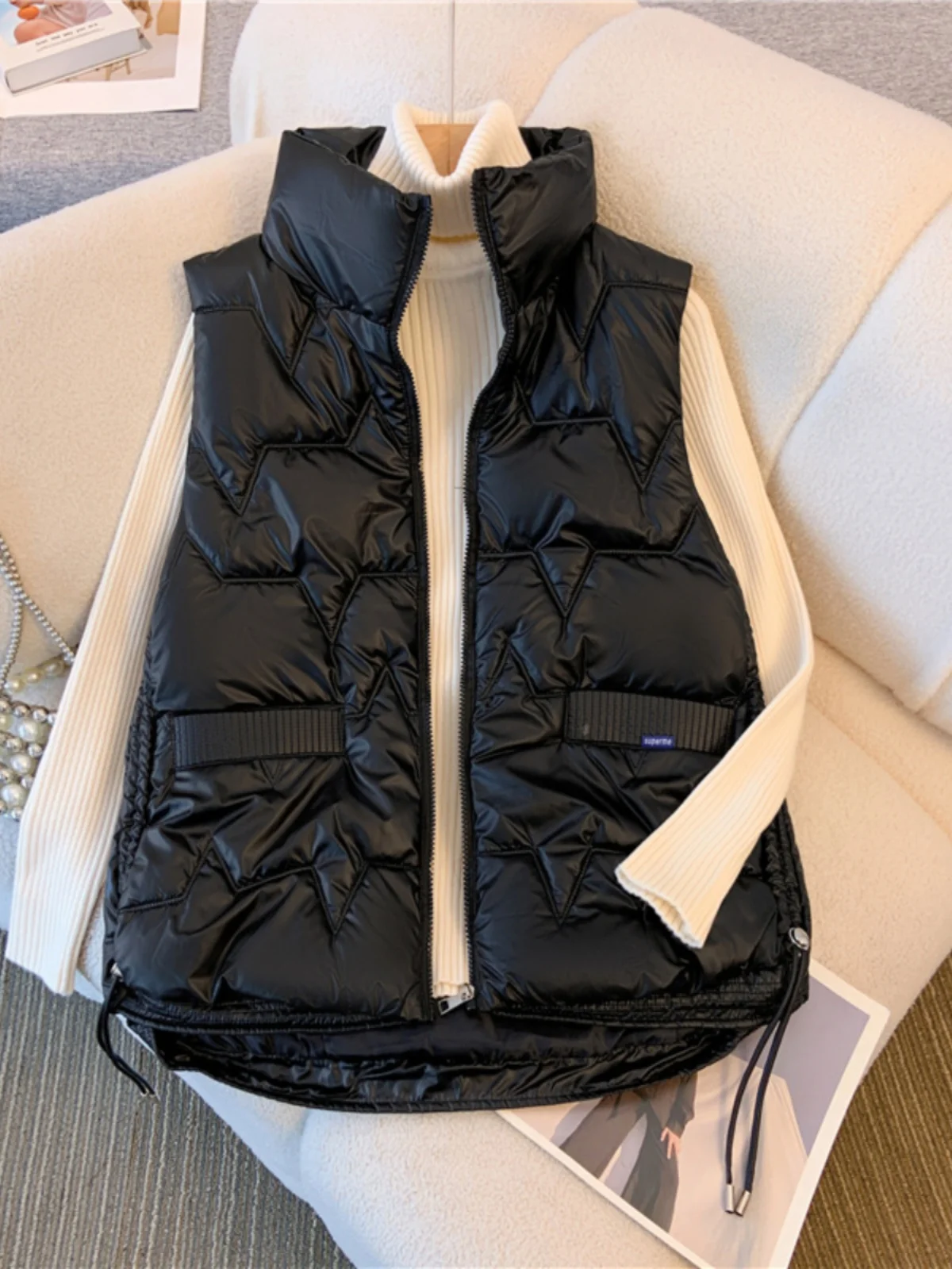 Плюс размер модный жилет без рукавов в стиле вестерн женский зимний свободный