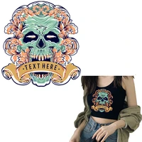 tuqiang punk skull heat transfer sticker tops t shirt boys favorite patches for clothes appliqued decorative iron on transfers
