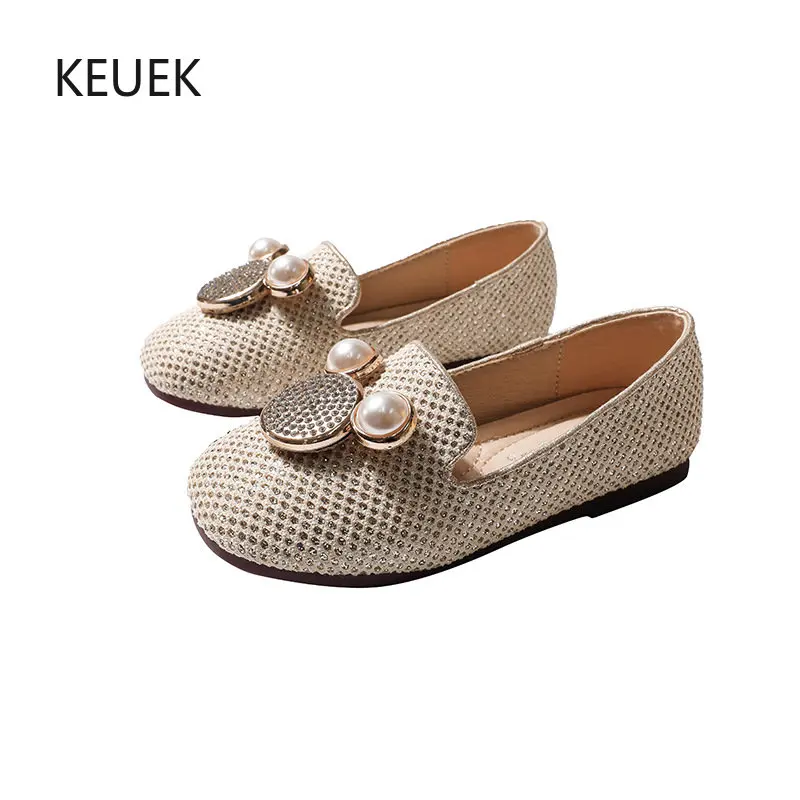 

New Spring Autumn Loafers Children Girls Rhinestone Comfortable Flats Performance Princess Student Dance Kids Baby Toddler 03A