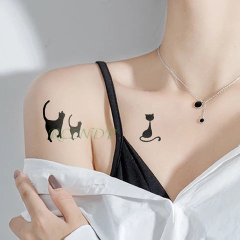 Водостойкие наклейки для татуировок кошки, собаки, поддельные тату, флэш-тату, татуировка на шее, на спине, на спине, на плечах для девушек, женщин и мужчин
