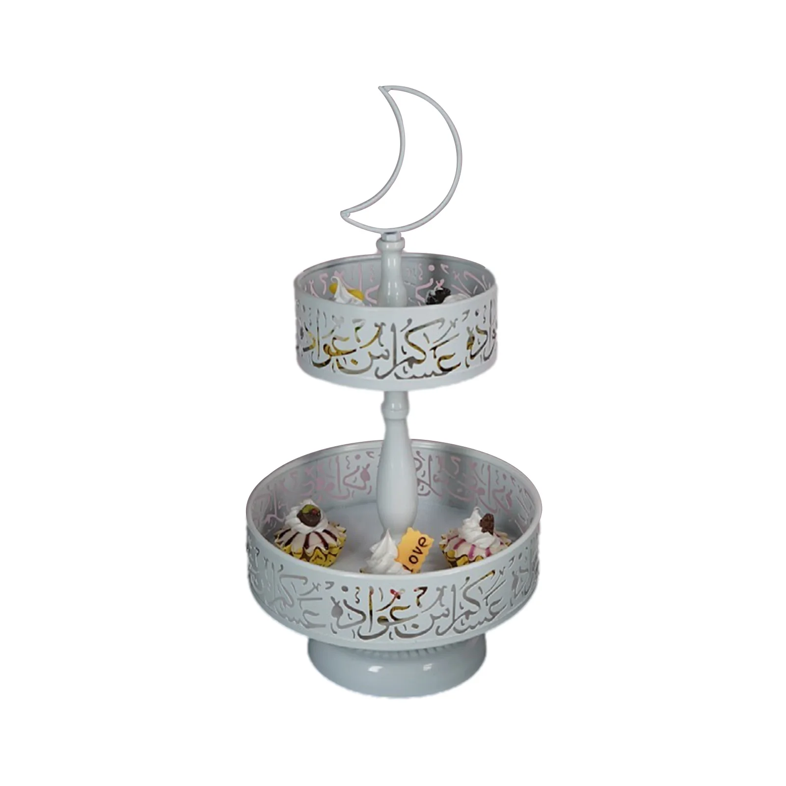 

ИД Мубарак Луна Звезда поднос для сервировки еды тарелка двухслойная железная посуда Десерт хранение еды Мусульманский Исламский домашний...