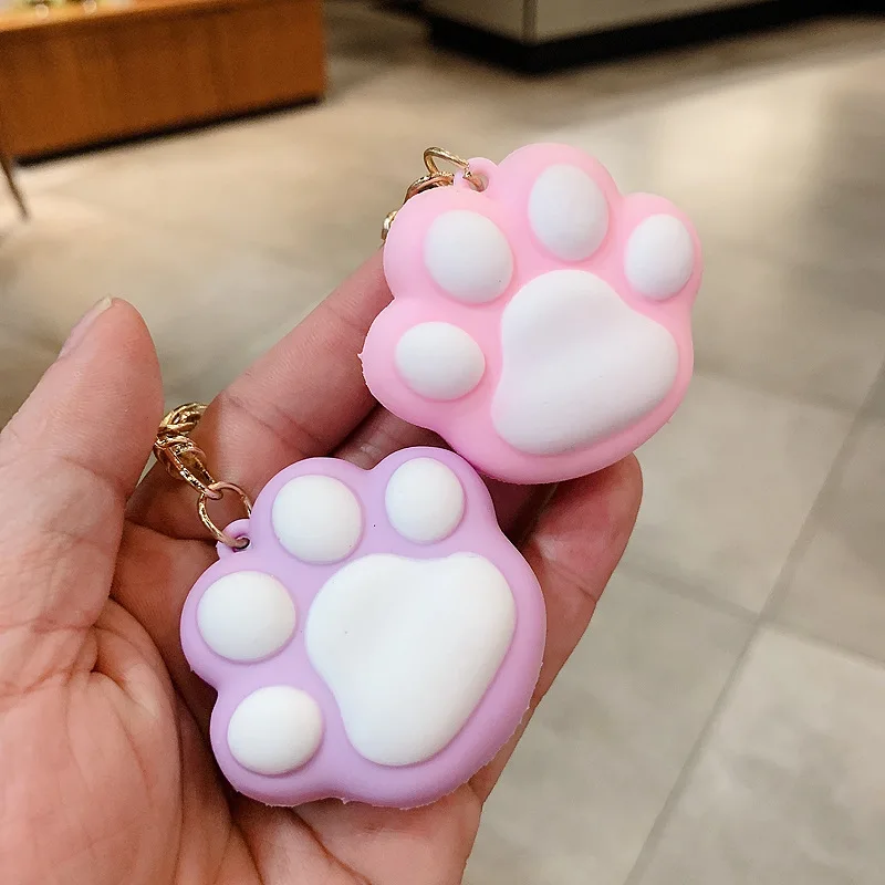 Cute Cartoon Silicone Dog Cat Paw Keychain Girls School Bag Handbag Decor Animal Claws Keyring Fashion Women Jewelry Gift 2022 images - 6