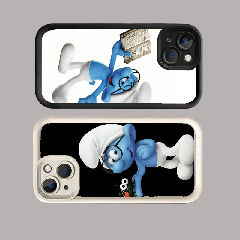 WR-62 Smurfs White Stepped TPU Case For OPPO A17 58 60 73 76 77 94 98 Reno8 10 11 Find X3 Pro Plus