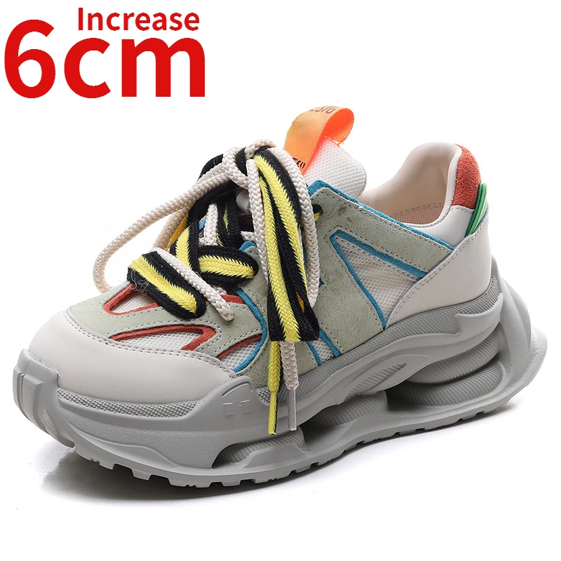 

Туфли женские на толстой подошве, летняя дышащая удобная спортивная повседневная обувь, штаны для увеличения роста, 6 см