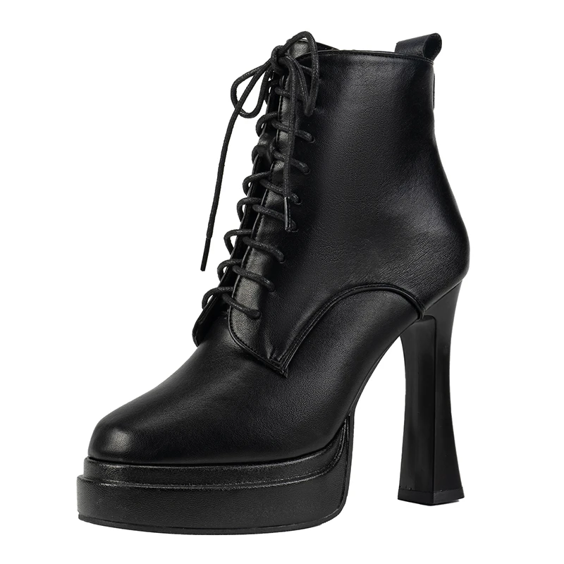 Женские ботильоны на высоком каблуке массивная обувь платформе трендовые