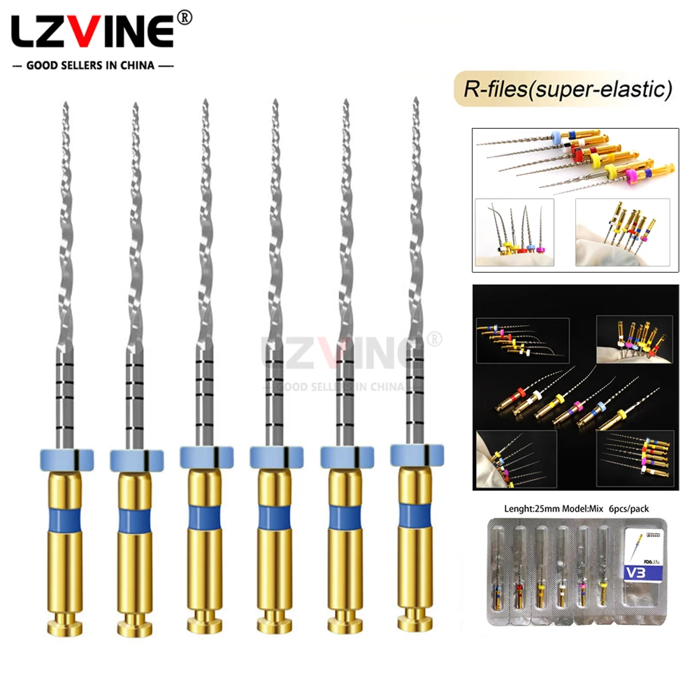 6 шт./кор. стоматологические термоактивированные золотые гибкие файлы обработка