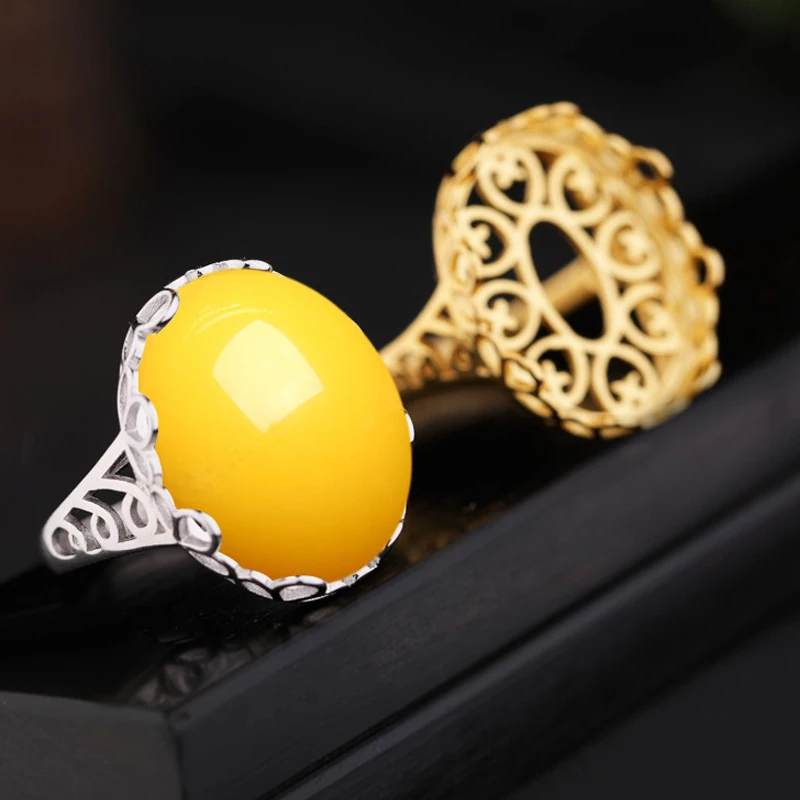 

925 Sterling Silver No Fade 15x20mm Adjustable Ring Settings Blank/Base,Fit 15x20mm Glass Cabochons,Buttons;Ring Bezels