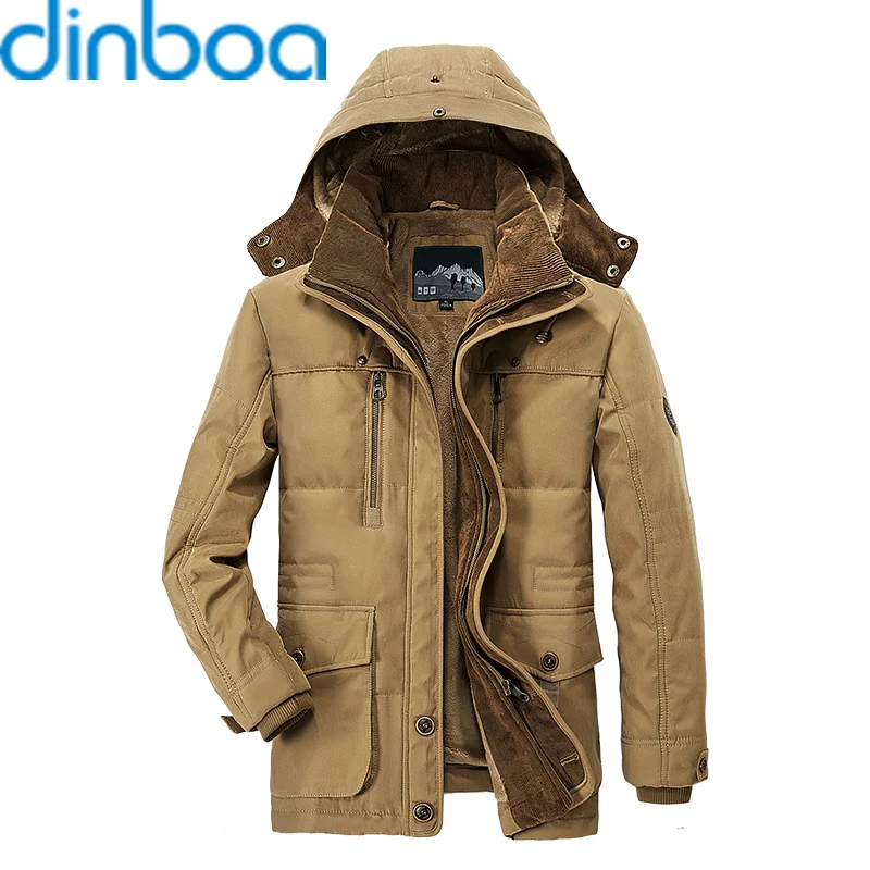 

dinboa New men's casual winter jacket, fashion parka, thick leather ditch, warm coat, cotton warm coat, long sleeve, 2021