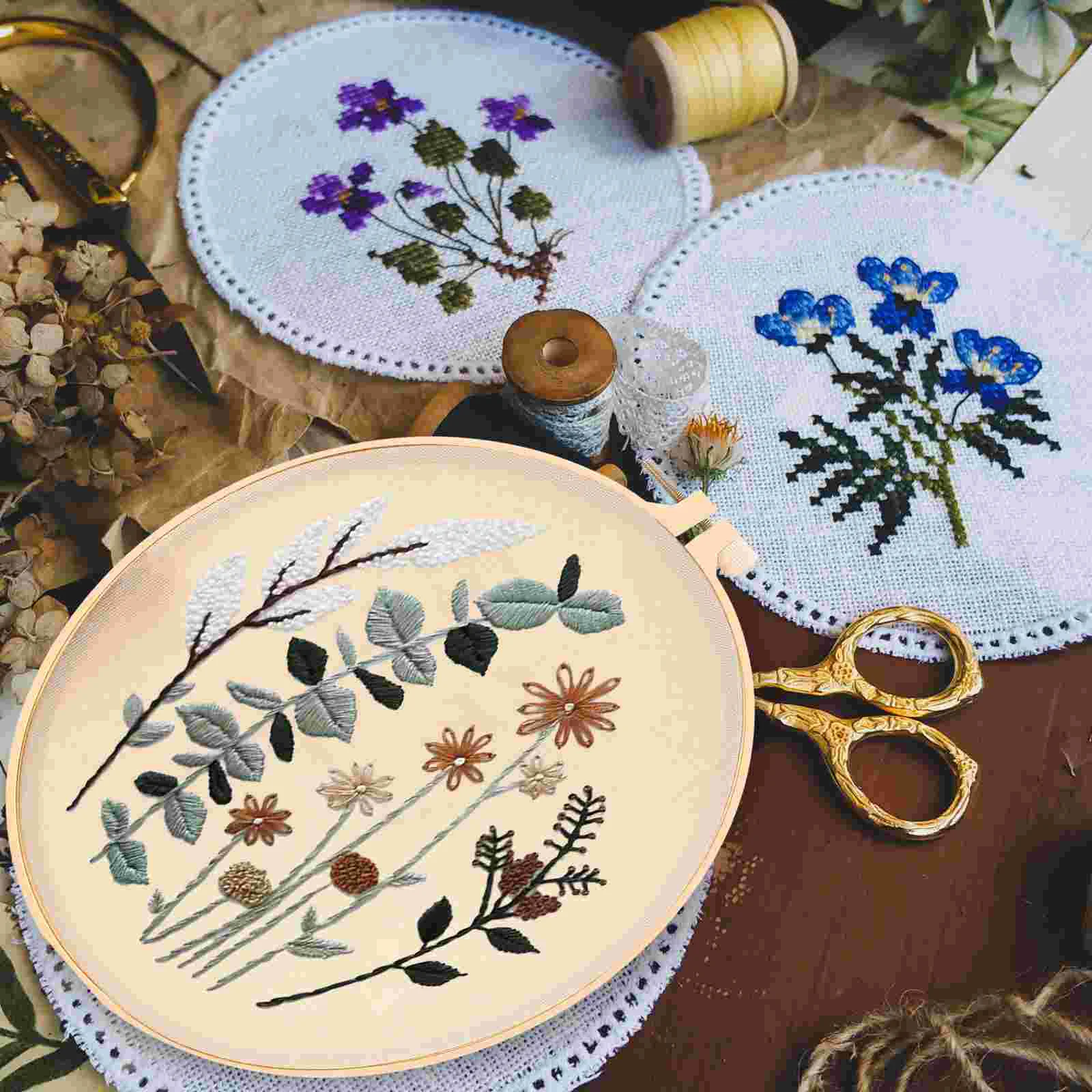 1Set Decorative Embroidery Kits Cross Stitch Needlepoint Floral Crafts for Sewing Decors Beginners Home |