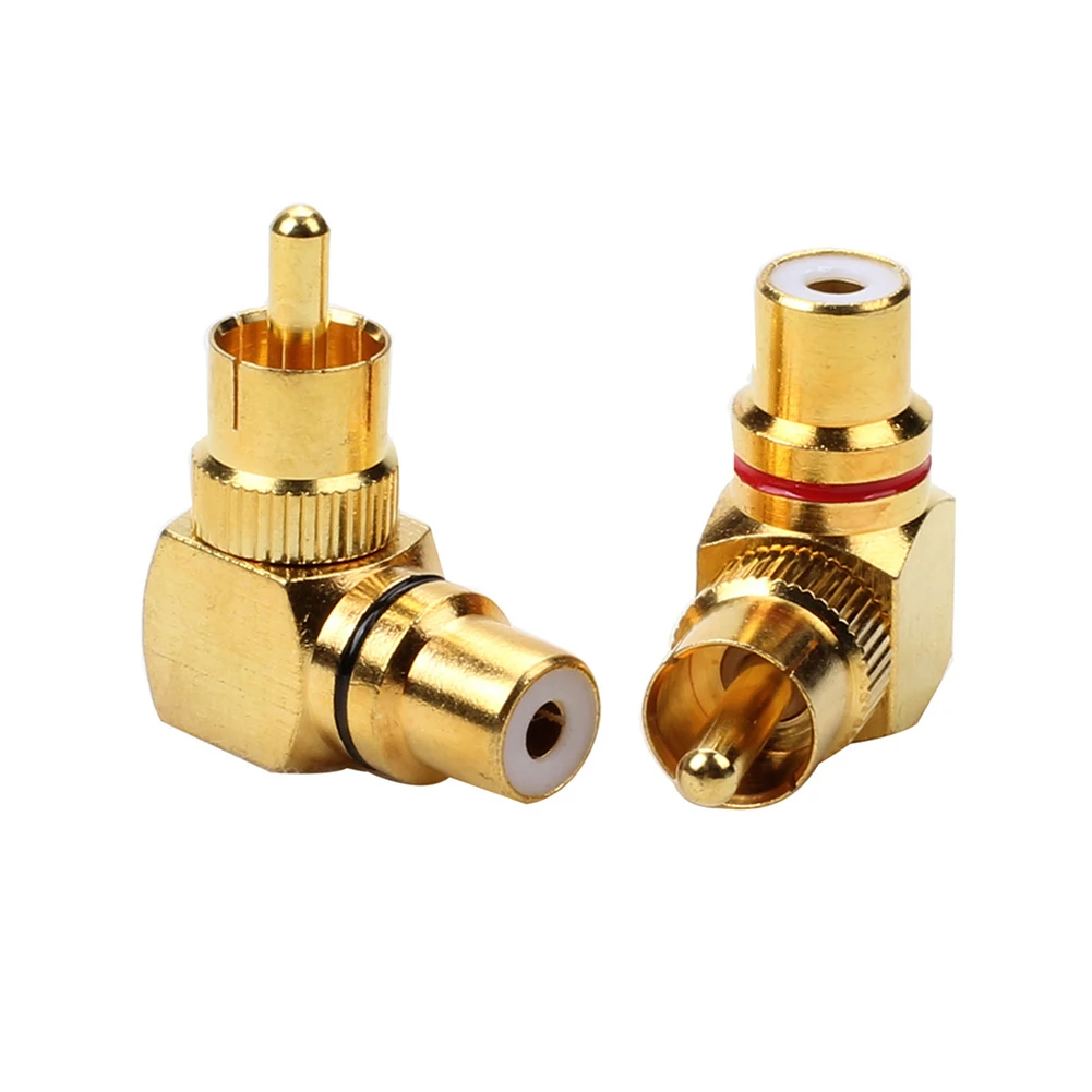 

1pcs Metal RCA Right Angle Connector Male To Female Gold Plated 90 Degree Adapters Cable Connector Plug Butt Cap Parts Accessory