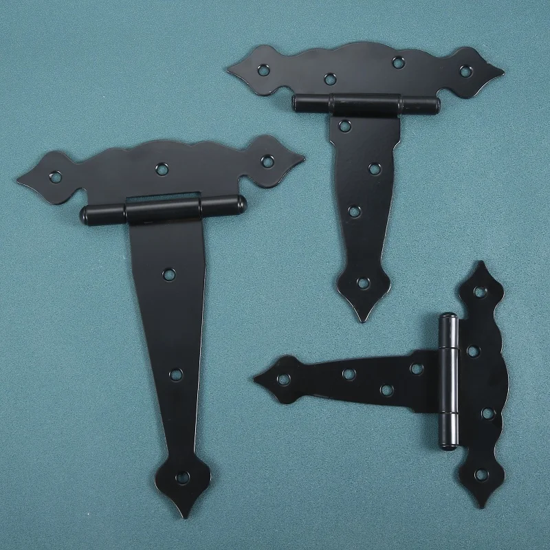 

1 PC Black Shed Barn Door Hinges Heavy Duty Gate Hinges 5/6/8 Inch Strap Hinges for Wooden Fences Decorative Hinges with Screws