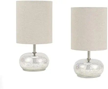 

Modern 2-Pack Matching Mecury Glass Accent Table Lamps, 12, Classic Silver Mercury Desk lamps Dragon lamp Bunny Tree lamp Desk l
