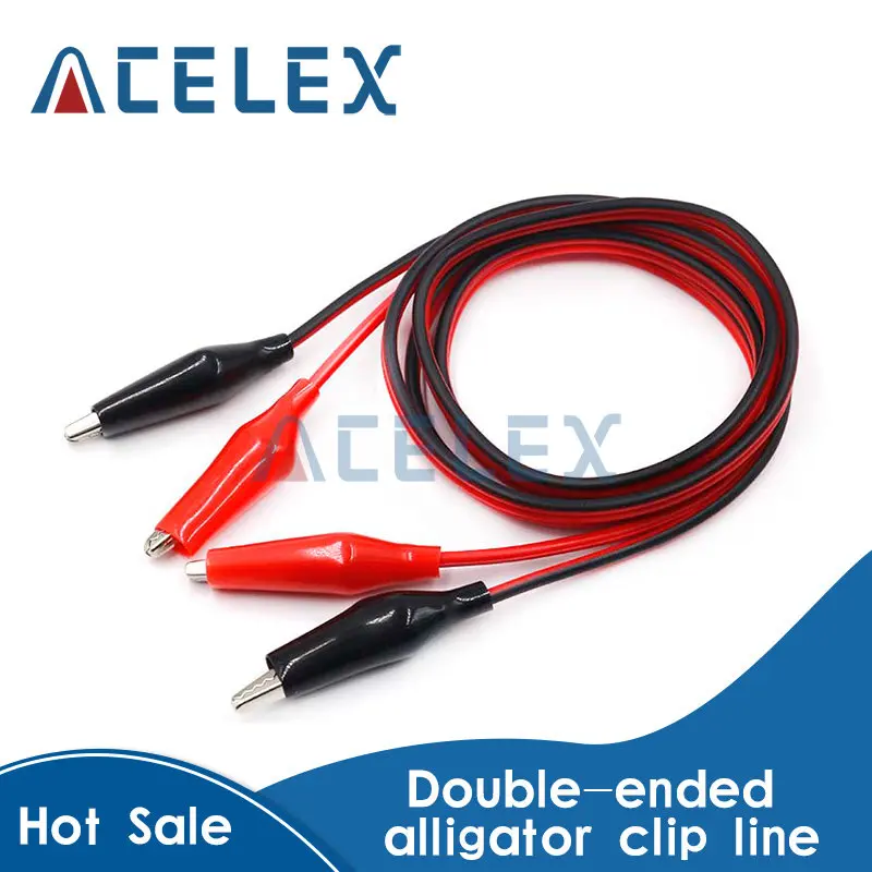 1meter Double Red and Black Clips Crocodile Cable Alligator Jumper Wire Test Leads