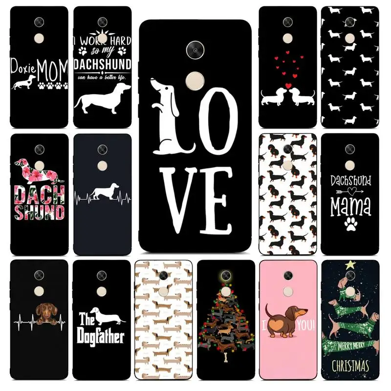 

FHNBLJ Dachshund Silhouette Dog Phone Case for Redmi Note 8 7 9 4 6 pro max T X 5A 3 10 lite pro