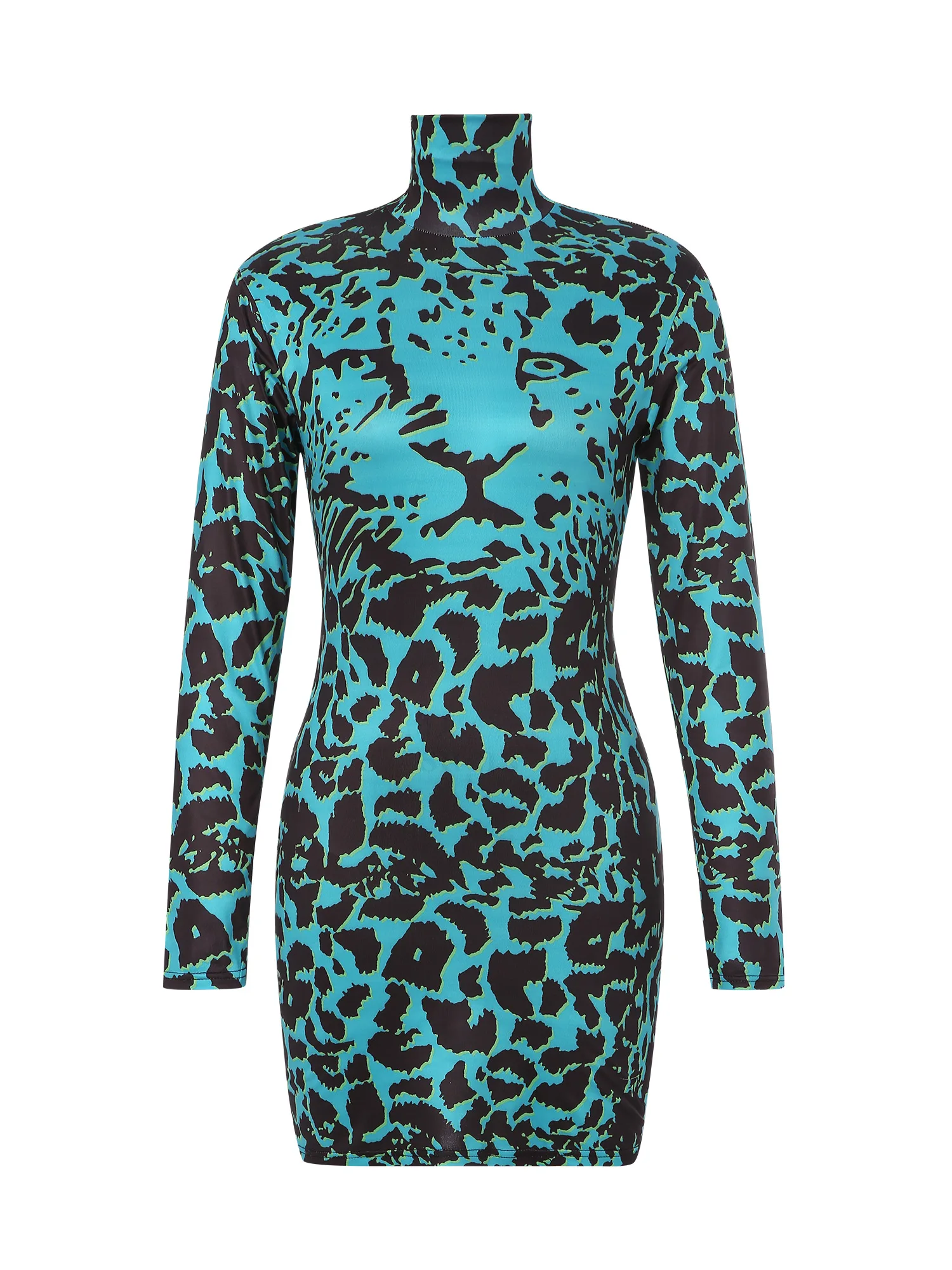 Женское облегающее платье миди с длинным рукавом и высоким воротом |