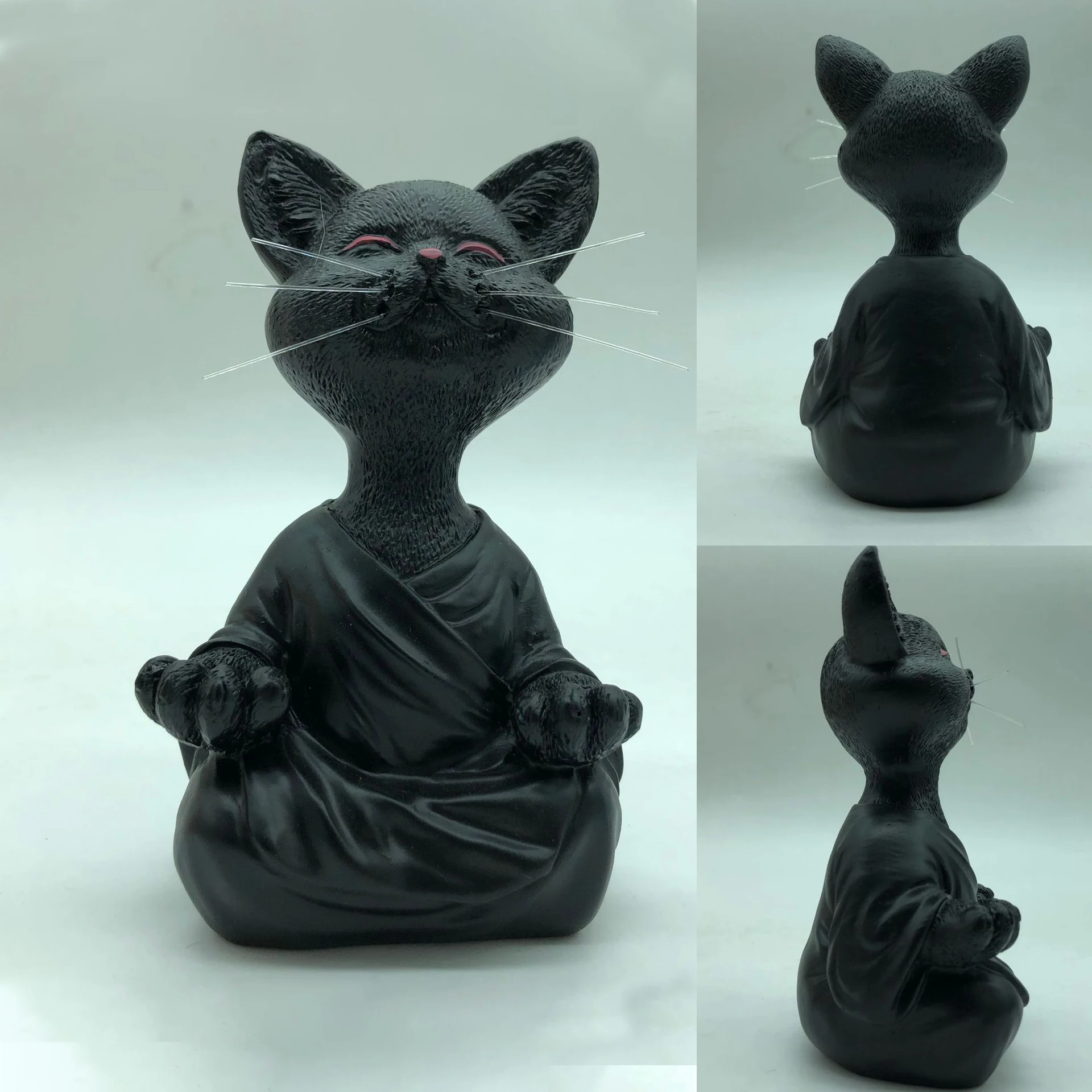 Meditation cat statue resin handicraft home decoration desktop decoration meditation cat happy cat Buddha statue