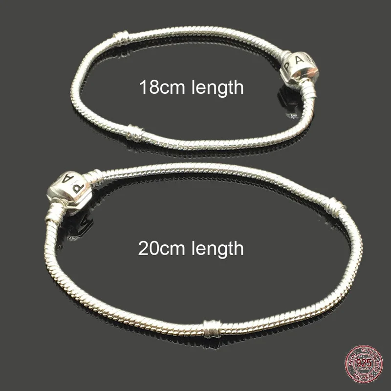 

Classic Series 925 Sterling Silver Fashion Square Buckle Snake Bone Bracelet fit Original Exquisite Beaded DIY Gifts