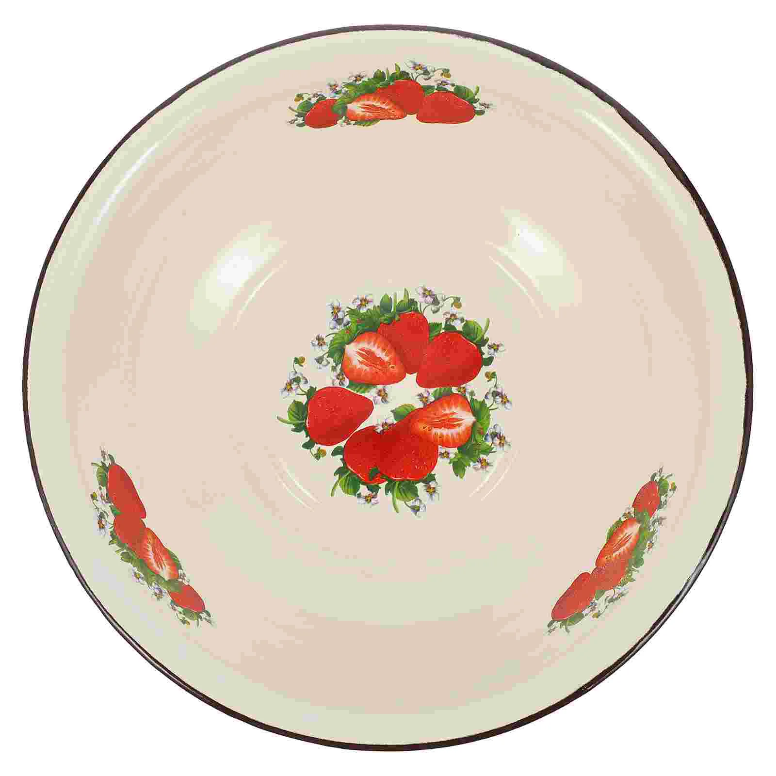 

Bowl Enamel Basin Bowls Mixing Enamelware Wash Vintage Large Fruit Salad Serving Kitchen Washing Soupcamping Inch 10 Enameled
