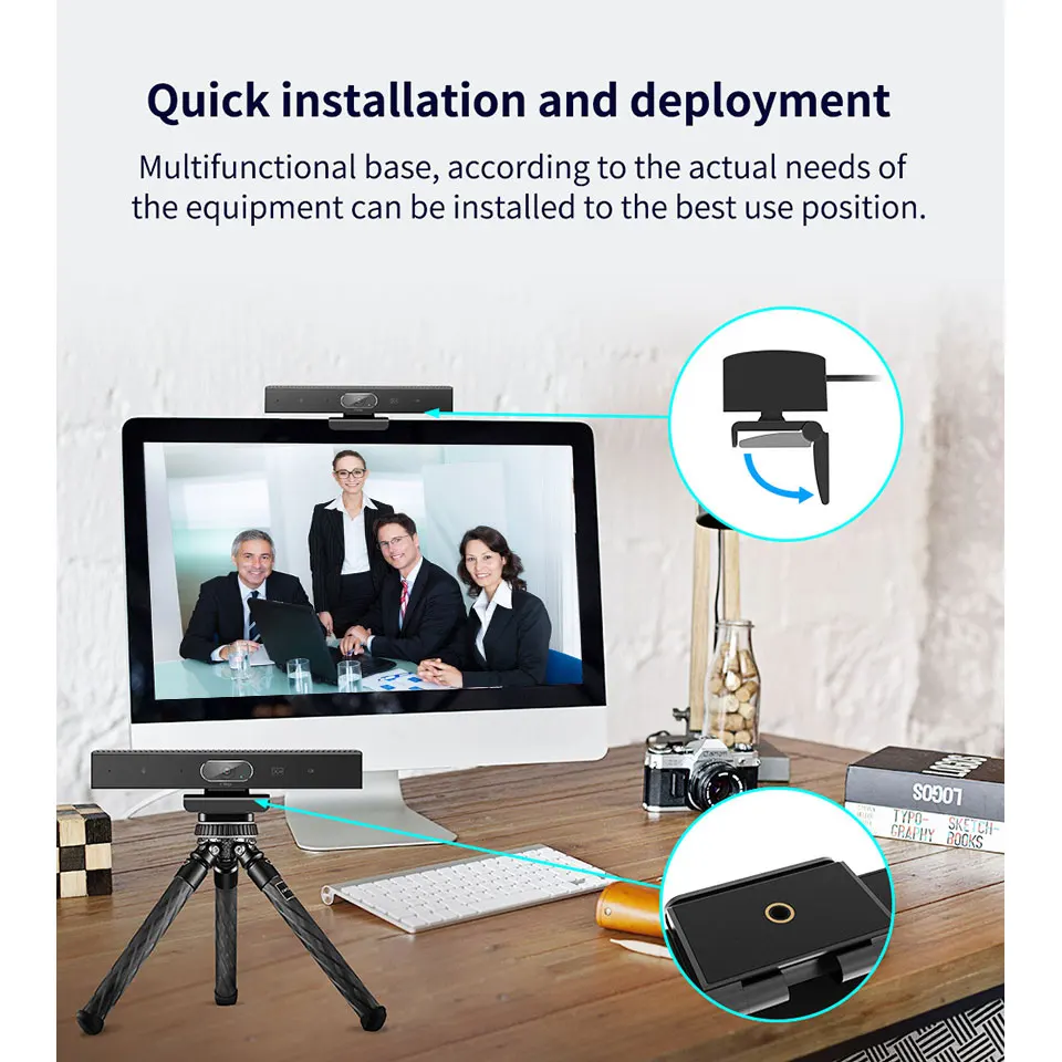 Веб-камера USB2.0 4K/2K/1080P 4 микрофона 90 °