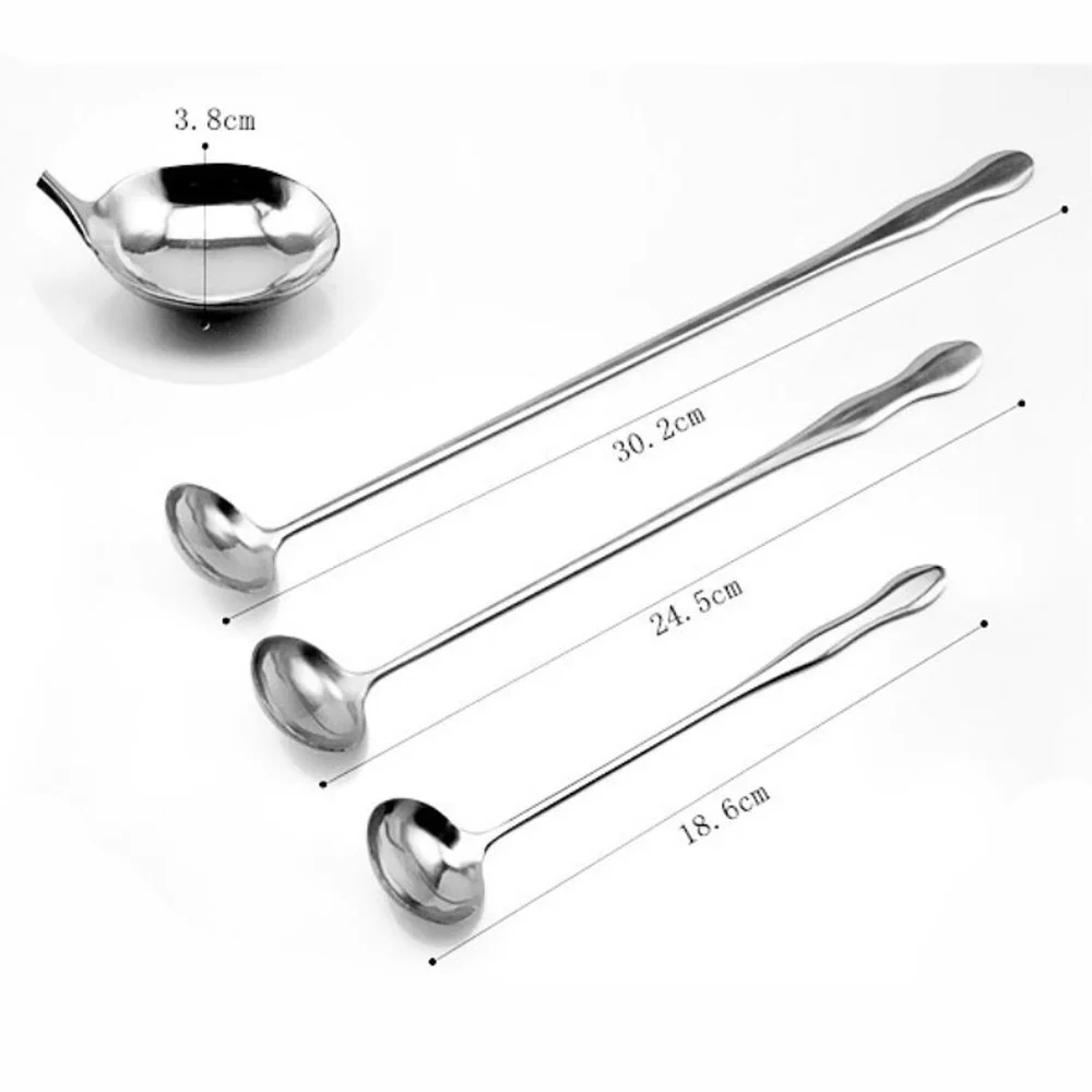 30CM Stainless Steel Long Handle Stir Spoon Creative Ice Cream Dessert Scoop Korean Cocktail Coffee Tea Mixing Spoon Flatware images - 6