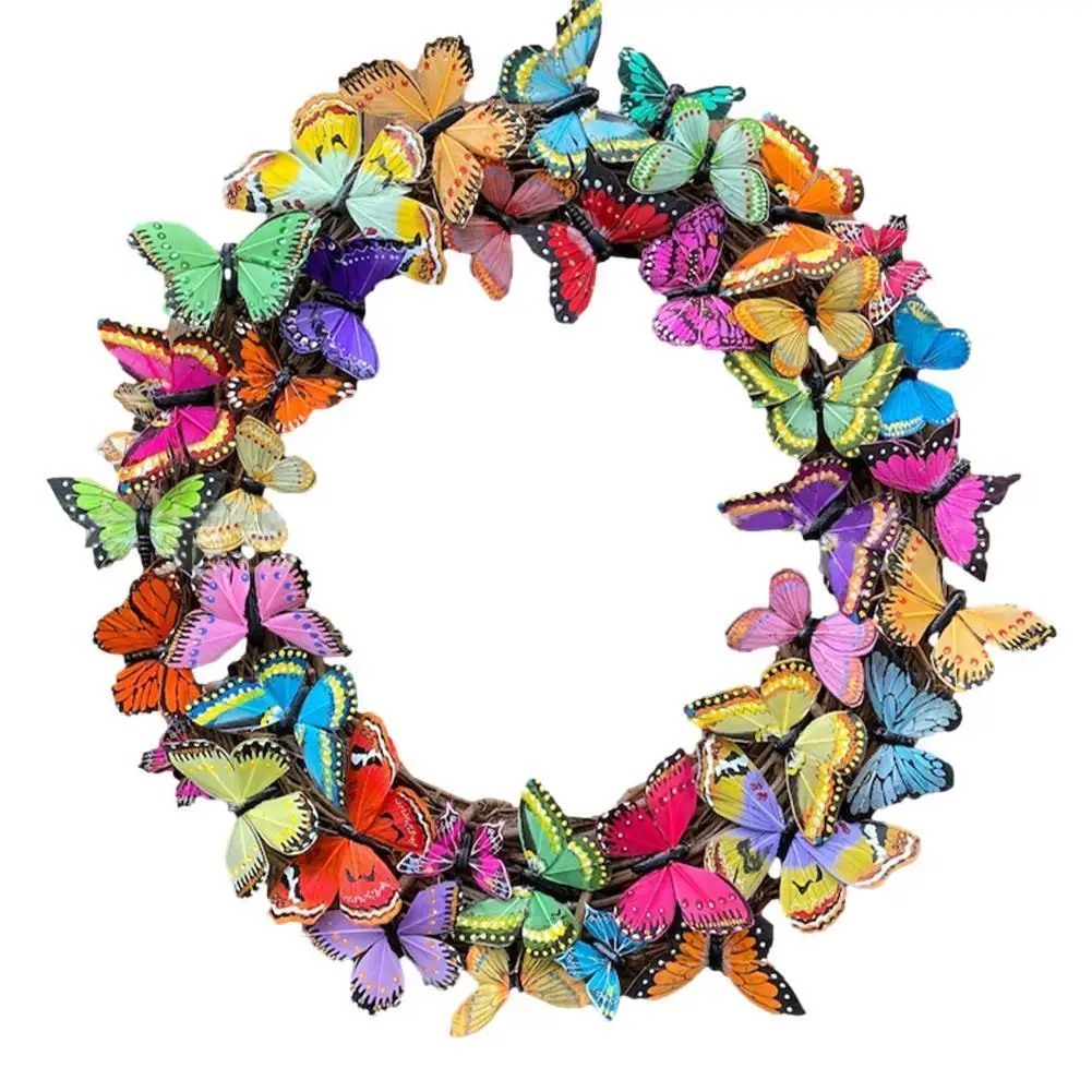 

Butterflies Wreath Wall Hanging Decorations Beautiful Butterflies For Spring Door Decor Garden Decorative Party Accessories