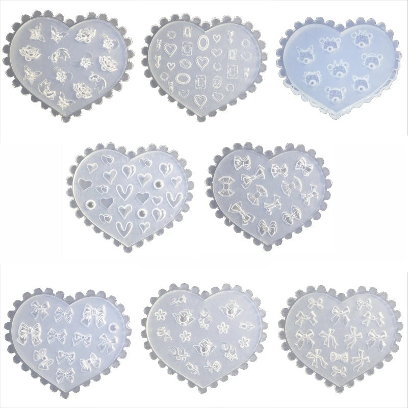 

R3MC Bow Heart 3D Silicone Mold Nails Art Carving Mold for DIY Nail Art Decorations Supplies Nail Art Templates Maincure Tool