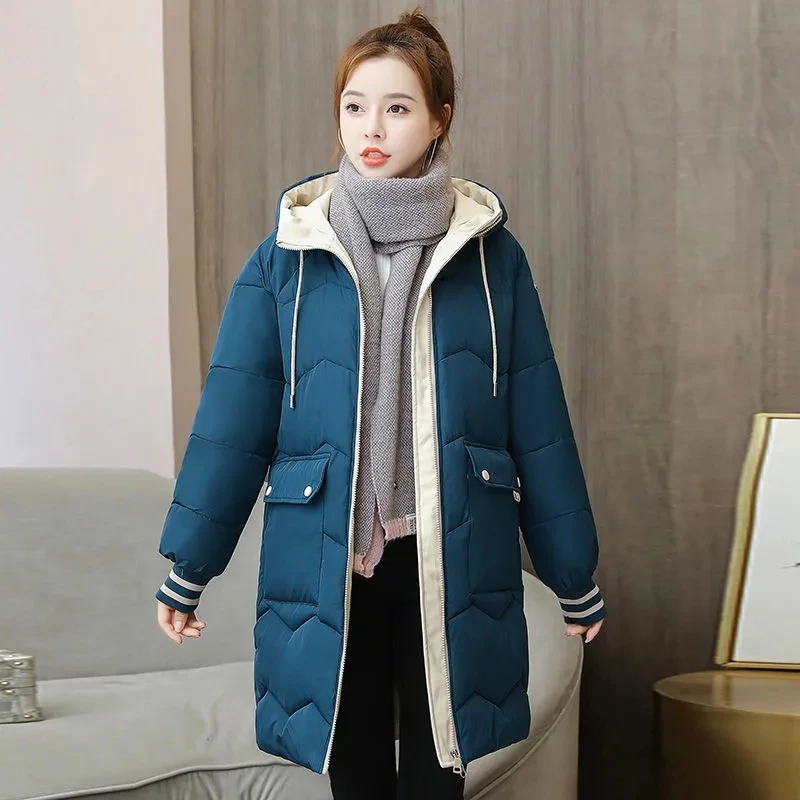 2022 New Winter Cotton Jacket Womens Thicken Warm Down Cotton Coats Parkas Student Snow Padded Parka Plus Size Loose Cotton Coat