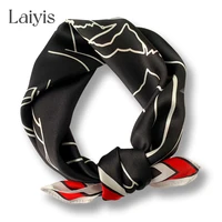 2022 design real silk scarf women lady small hair band print choker square neck scarves striped neckerchief accessories new