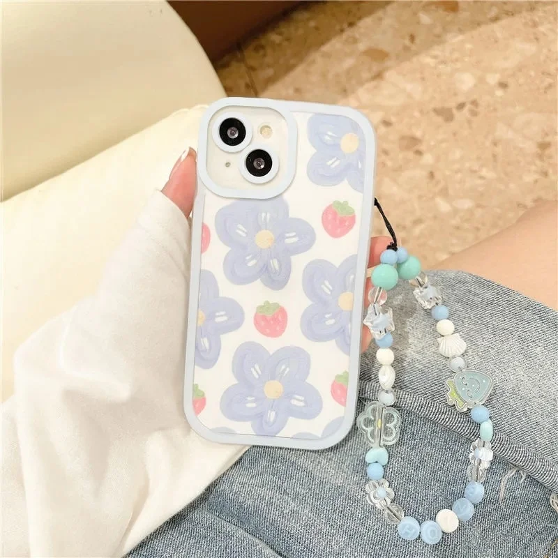 TD102 Strawberry Flower For OPPO A95 A94 A93 A74 A59 A57 A72 A12 A1K A54 A16K A11S A39 A9 A7X A5 4G Case DIY TPU Soft Cover