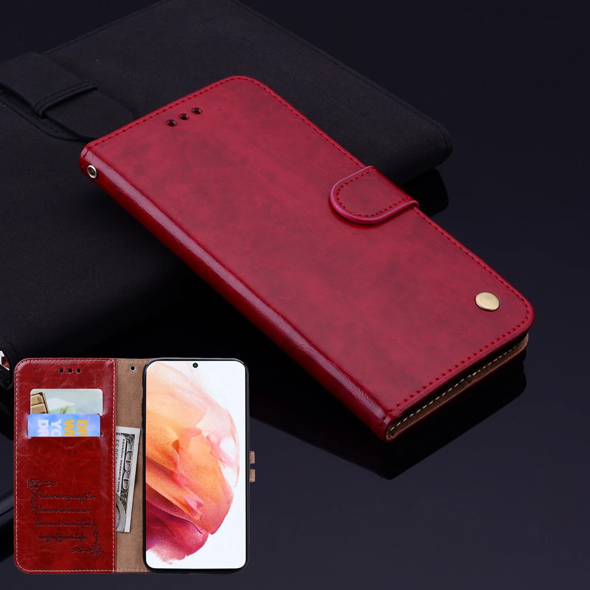 Пылезащитные кожаные чехлы для Samsung Galaxy S21 Plus Ultra FE флип-кошелек чехол телефона