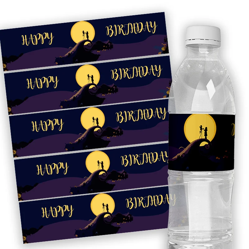 Наклейки на бутылки с водой Кошмар перед Рождеством 6 шт.