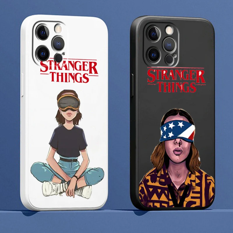 

Phone Case For Apple iPhone 14 13 12 Mini 11 XS Pro Max X XR SE 2020 Plus Cover Stranger Things Cute Girl Liquid Rope Funda