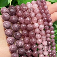 natural stone beads round lepidolite loose spacer beads for jewelry making diy bracelet necklace accessories 15 4681012mm