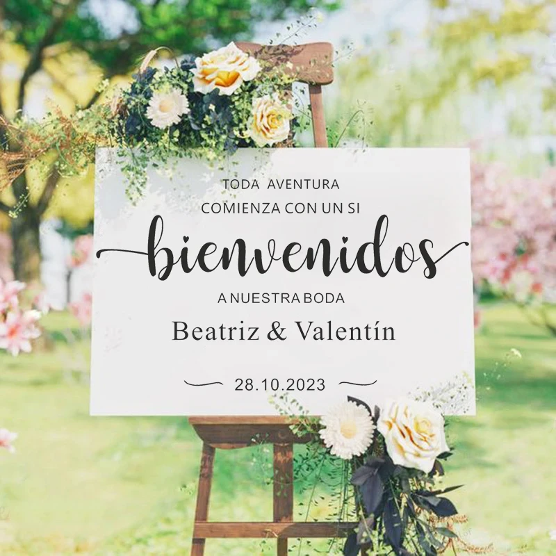 Испанский Свадебный знак приветствия виниловая наклейка Персонализированная