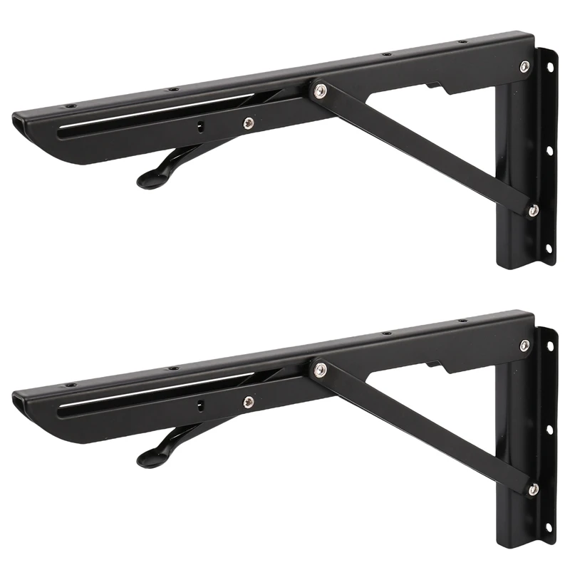 

ABHU 2Pcs 12Inch Folding Shelve Brackets Heavy Duty Metal Shelving Support Bracket Wall Mounted Floating Shelve Bracket