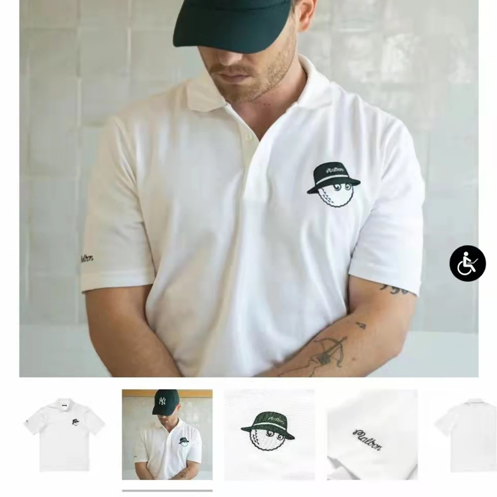 

Malbon Golf T Shirt Men Breathable Solid Short Sleeve Turn-Down Tops Sportswear Fitness Jerseys Golf