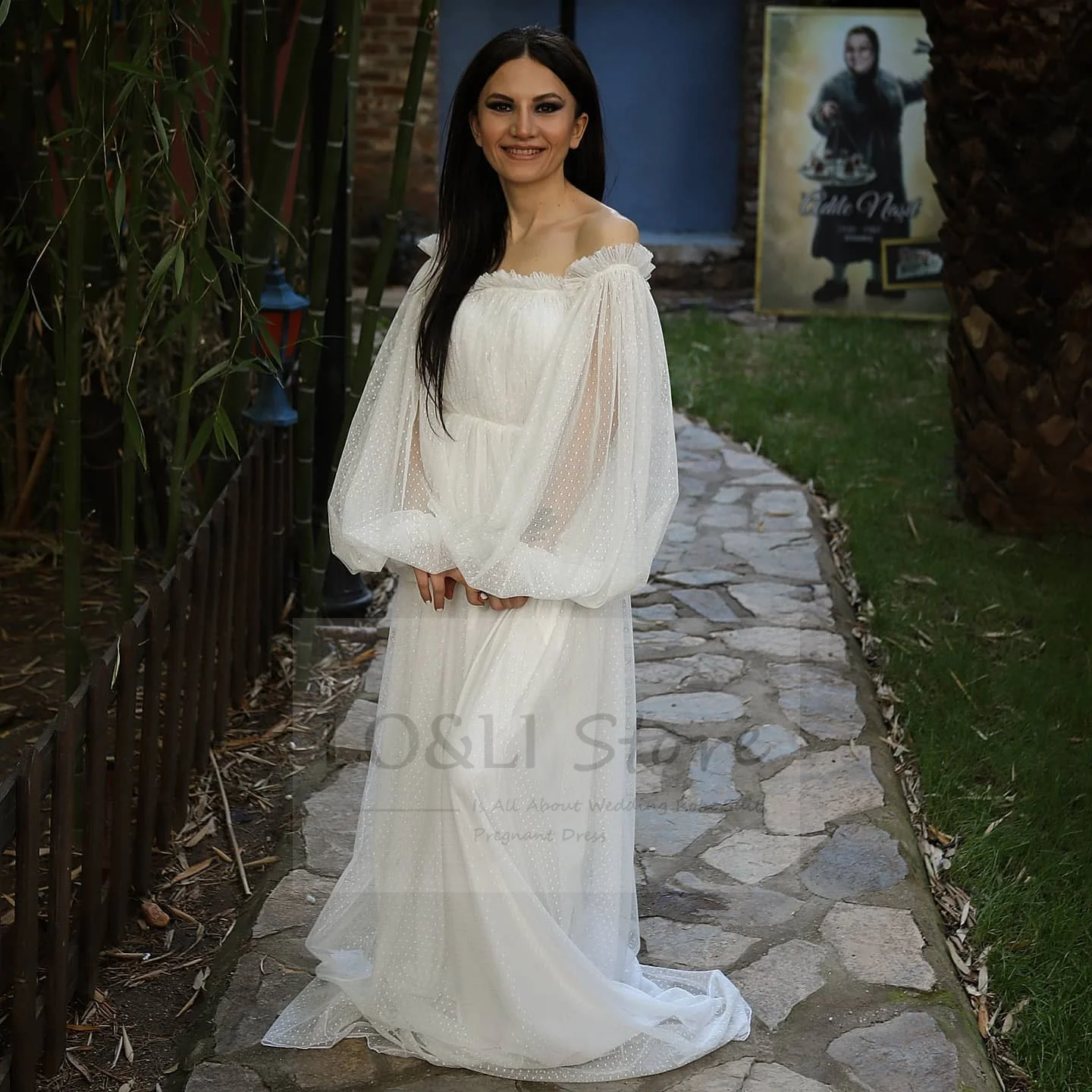 Белое платье в горошек с открытыми плечами для женщин Пляжное свадебное