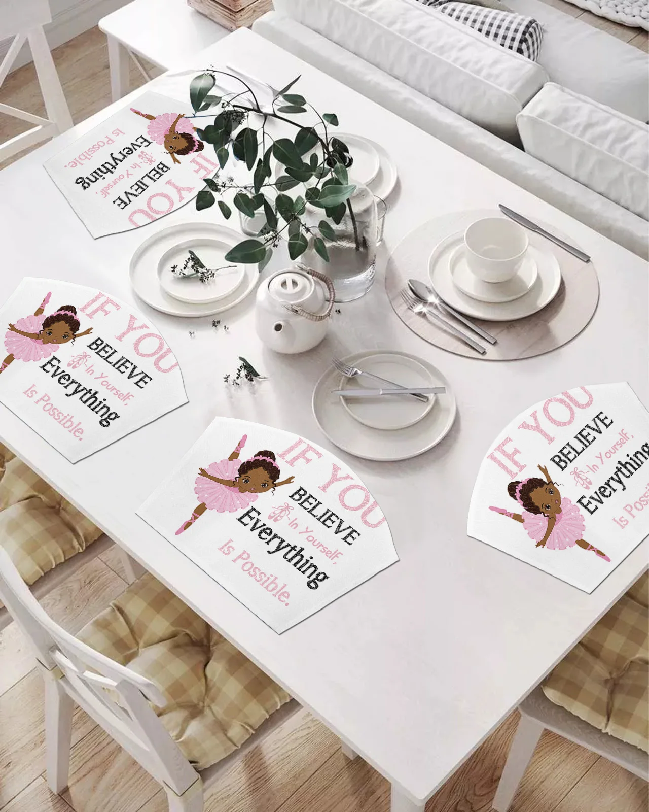 

2/4/6 шт. подставки в форме веера розовые африканские балетки вдохновляющие настольные коврики подставки Рождественский домашний декор кухо...