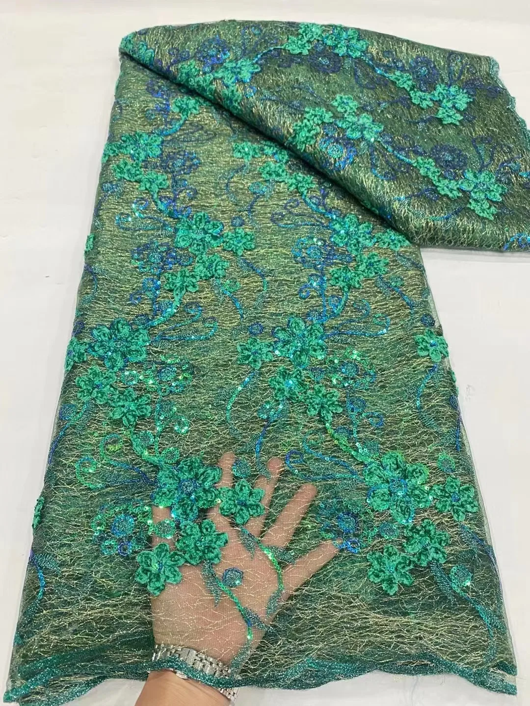 

African French Lace Fabric with Sequins 2023 HIgh Quality Luxury French Lace Fabric for Sew Elegant Wedding Party Dresses