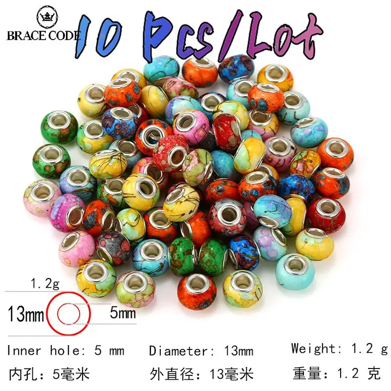 10 шт., акриловые пластиковые бусины ручной работы, с рисунком чернил