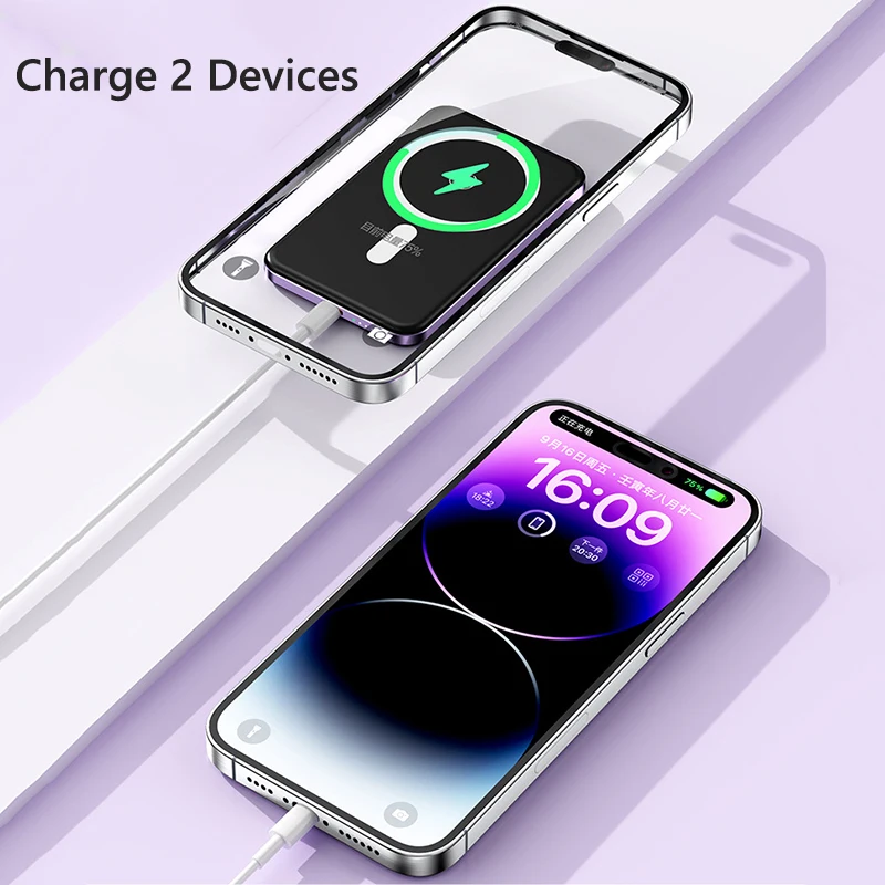 Магнитное беспроводное зарядное устройство 15 Вт Power Bank 10000 мАч PD20W Powerbank с быстрой