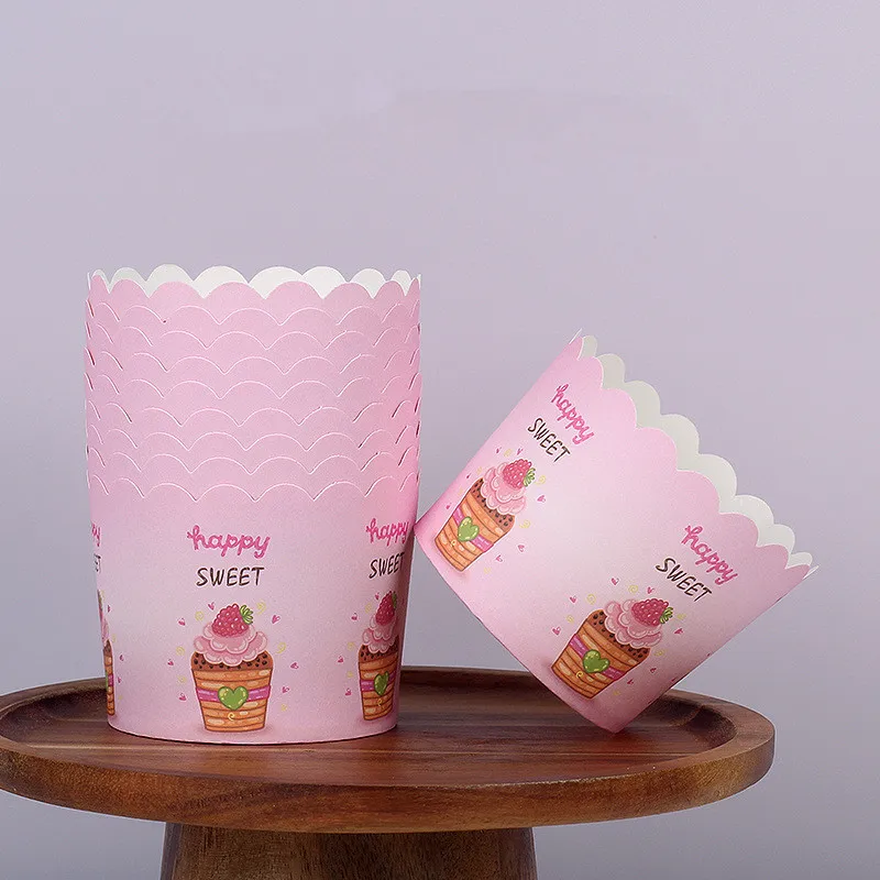 

50Pcs Pink Muffin Cupcake Paper Cases Wedding Party Cupcake Liner Baking Cup Disposable Party Cake Trays Cake Wrapper