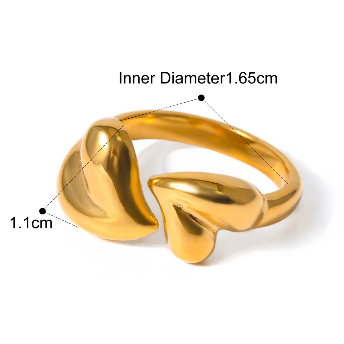 Кольцо Yori из нержавеющей стали 18 карат с геометрическим сердечком женское