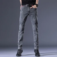mens jeans korean style slim pencil pants mens elastic trousers spring summer mens grey pants street fashion