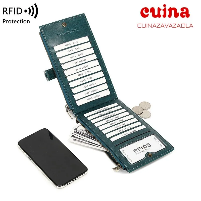 

Автоматический кошелек с Rfid-защитой, однотонный бумажник для кредитных карт, маленький клатч большой вместимости с подбором цветов, с защит...