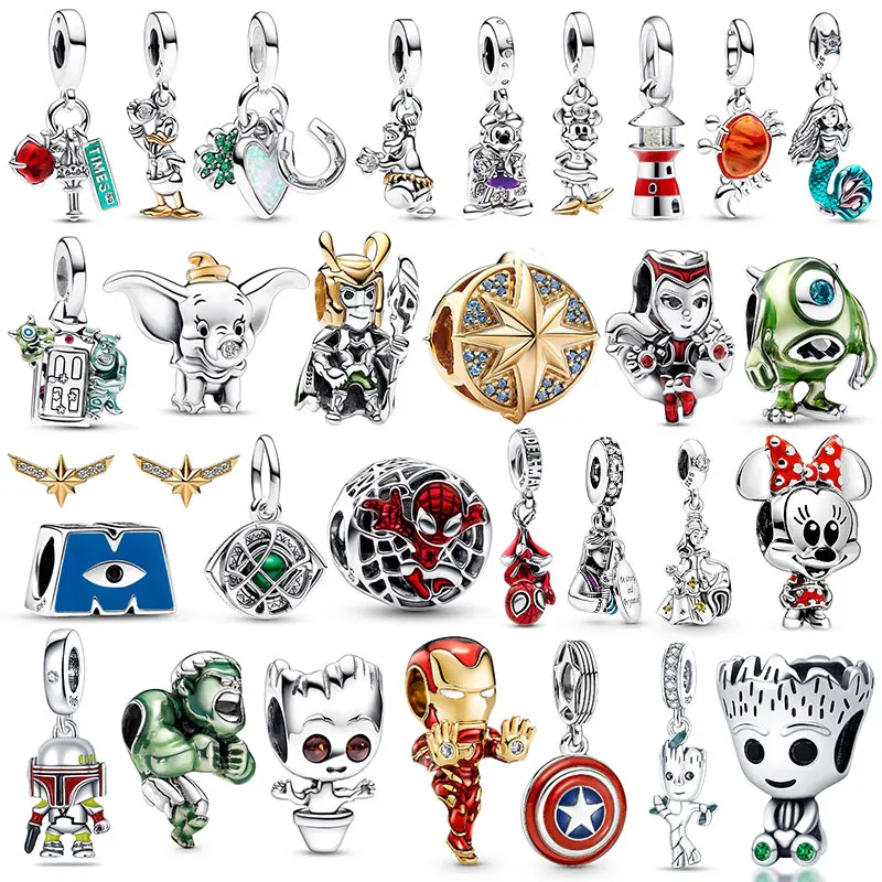 

Disney 925 Sterling Silver Charm Marvel hanging spiderman Pendant Fits Original Pandora Bracelet Beads Bracelets 2023 New