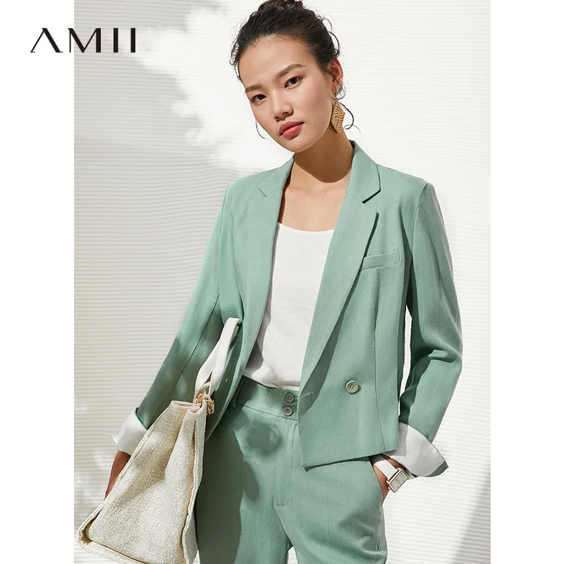 

Amii Minimalism Autumn Women's Suit Set Office Lady Blazer Short Jacket High Waist Pants Casual Two Piece Set For Women 62060030