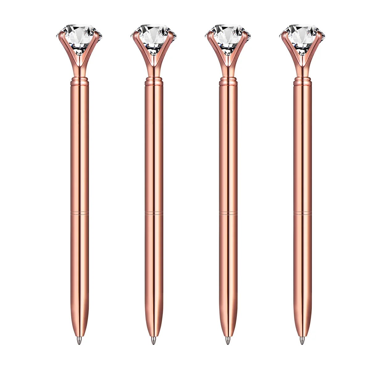 

4 Pcs Ballpoint Pens Crystal Rotatable Diamond Metal Pens Signing Pens for Office Banquet School Party