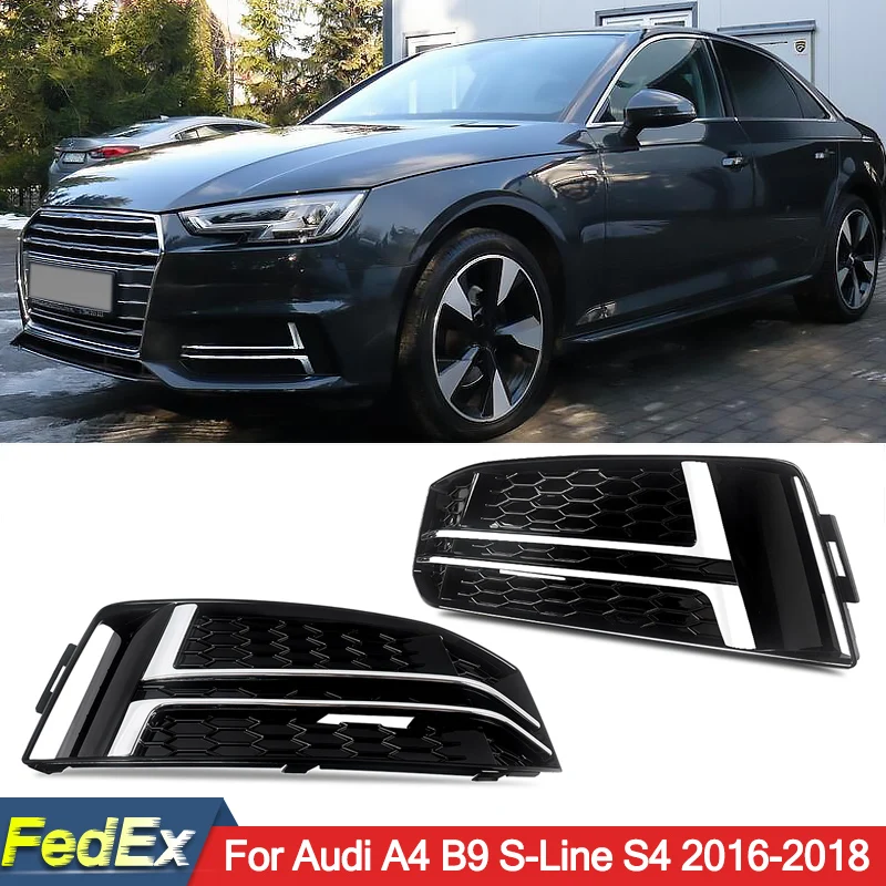 Бампер MAGICKIT для Audi A4 B9 S-Line S4 2016-2018 хромированный + черный